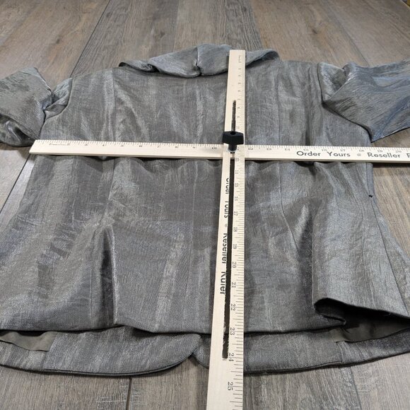 Adrianna Papell Evening Blazer Jacket Womens 14 Beige Pleated Neckline 3/4 Slv - Picture 6 of 9